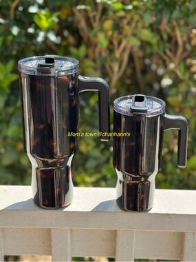 Tortoiseshell Travel Mug with Handle - 30oz & 20oz Set